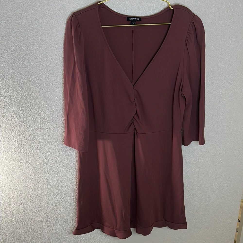 Express -Burgundy V-Neck twist Dress-3/4 sleeve- Size XL